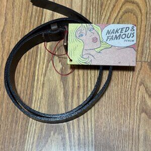 NAKED & FAMOUS BUFFALO LEATHER BROWN BELT SIZE 34